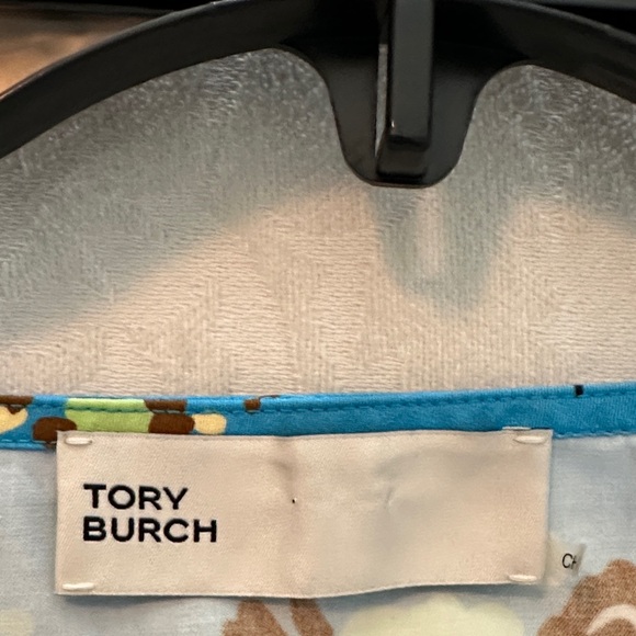 Tory Burch Cap Sleeve Scoop Neck Dress Blue Drop Bouquet Floral Poplin Size 4/S - Picture 14 of 14